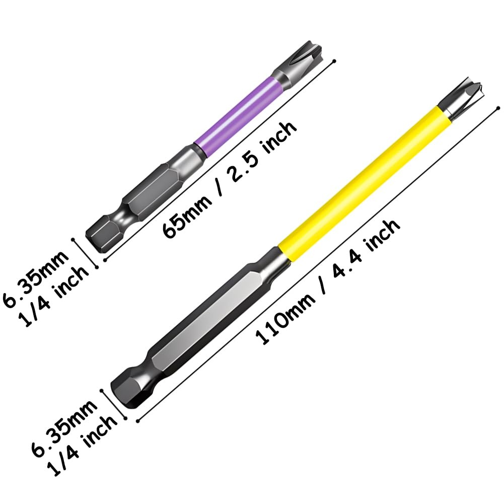 Power Tools Yellow - Purple Yellow Magnetic PH Slotted Screwdriver