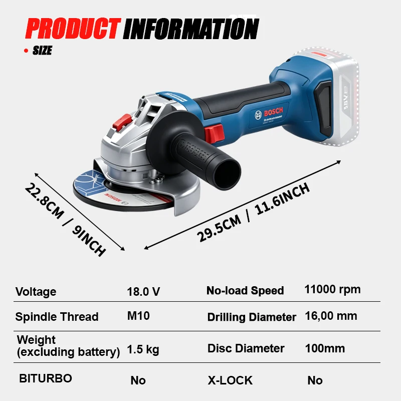 BOSCH GWS 18V-8 Cordless Angle - đánh giá và giá Power Tools Grinder
